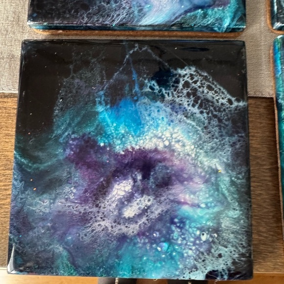 Galaxy Blue and Purple Coasters Set - Picture 4 of 5